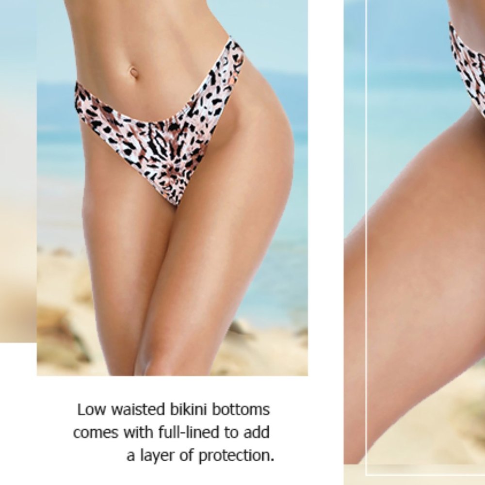 SHEKINI "Golden Leopard" Ruched Back Thong Bikini Bottom NEW WITH TAG! - Picture 6 of 7